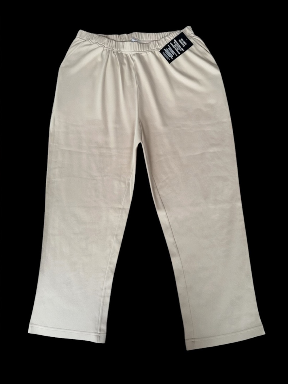 NWT Woman Within 60% Cotton New Khaki 7-Day Knit Straight Leg Pull-On Pants‎